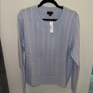 NWT J. Crew Cashmere Cable Sweater Light Blue K4564